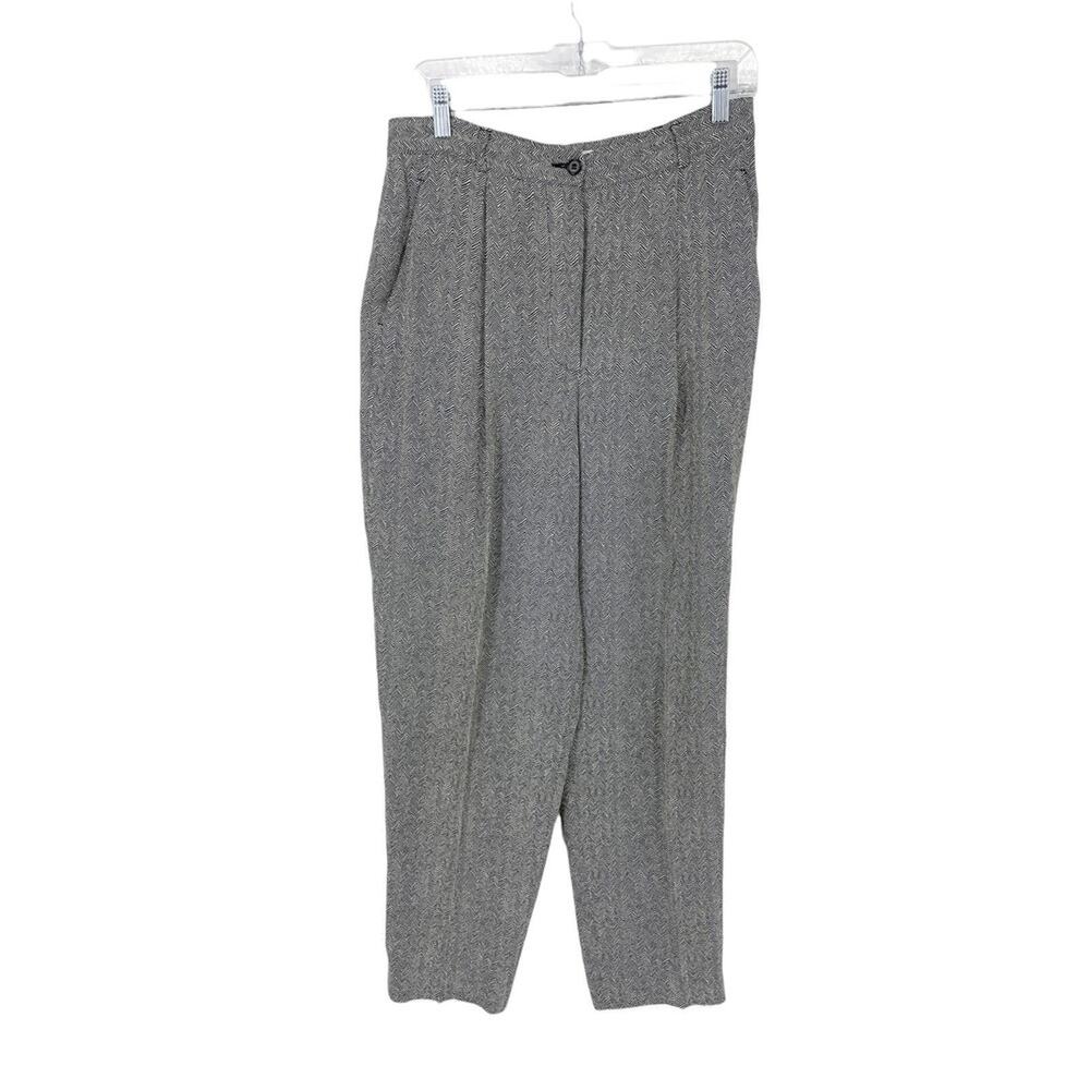 Giorgio Armani Pants Womens Size 14 Dress Pleated Black White Le Collezioni